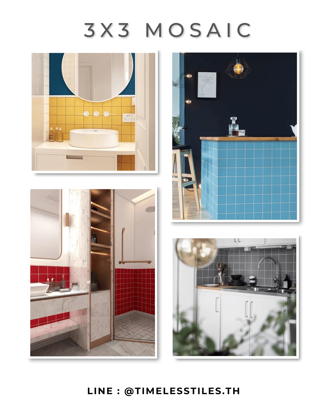 โมเสค TIMELESS TILES รุ่น 3X3 SQUARE MOSAIC TILES ขนาด 30X30 ซม. สีเหลือง ผิวเงา_5
